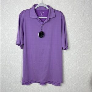 Fairway & Greene Golf Polo‎ Tech Light Purple Stripes Shirt Golfing Size Large